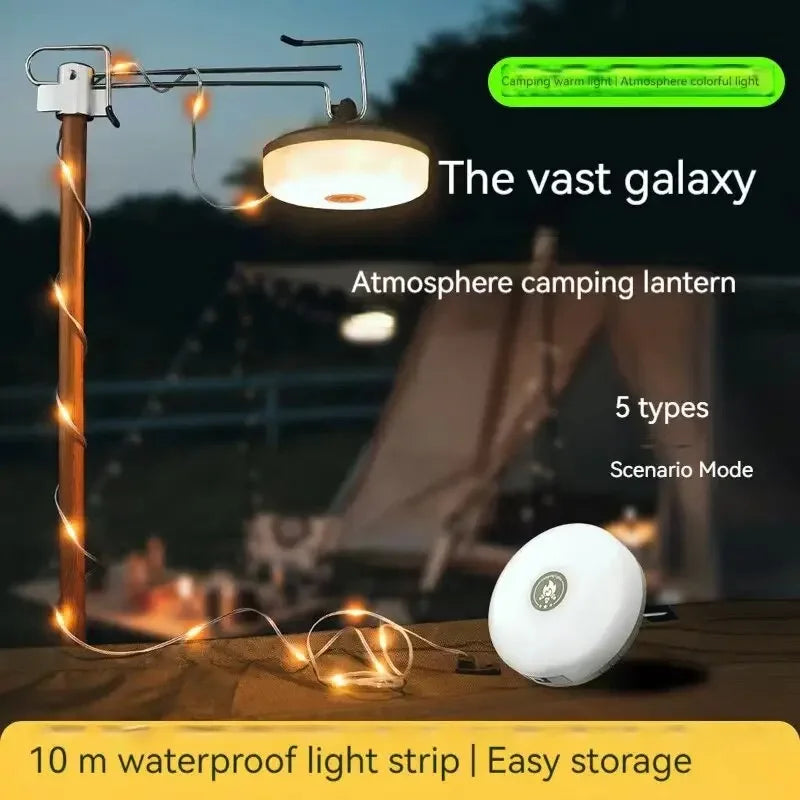 LED Camping Strip Lamp - 10M Waterproof Atmosphere Light Belt for Outdoor Garden & Tent Decoration