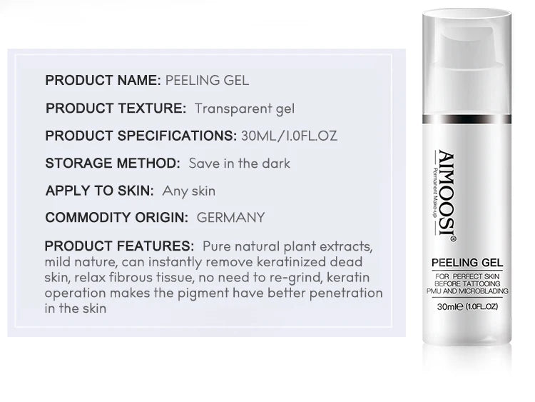 Aimoosi Exfoliating Gel – Clean Skin Cuticle Prep for Semi-Permanent Microblading, Eyebrow & Lip Tattoo Coloring