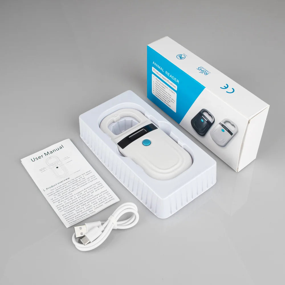 Handheld Animal RFID Reader - 134.2KHz & 125kHz Pet Microchip Scanner, USB/Bluetooth Tag Reader for Cats & Dogs with Tags