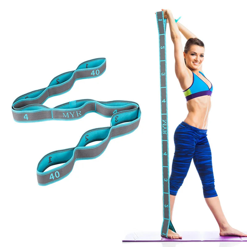 Elastic Yoga Stretching Strap with Loops – Stretch Band for Ballet, Dance, Pilates, Gymnastics, and Body Flexibility