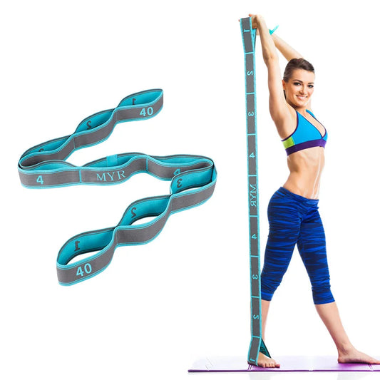 Elastic Yoga Stretching Strap with Loops – Stretch Band for Ballet, Dance, Pilates, Gymnastics, and Body Flexibility