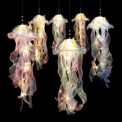 Gradient Jellyfish LED Light – Handmade Festival Pendant & Night Decoration for Courtyard Lighting