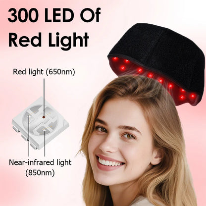 Red Light Therapy Hair Growth Cap – 660nm & 850nm Infrared Device for Hair Loss Treatment with USB Charging