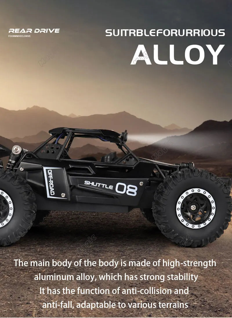 DK087 1:16 2WD Brushless High-Speed RC Drift Car – Off-Road Remote Control Truck with LED Lights, 20KM/H Racing Toy Model