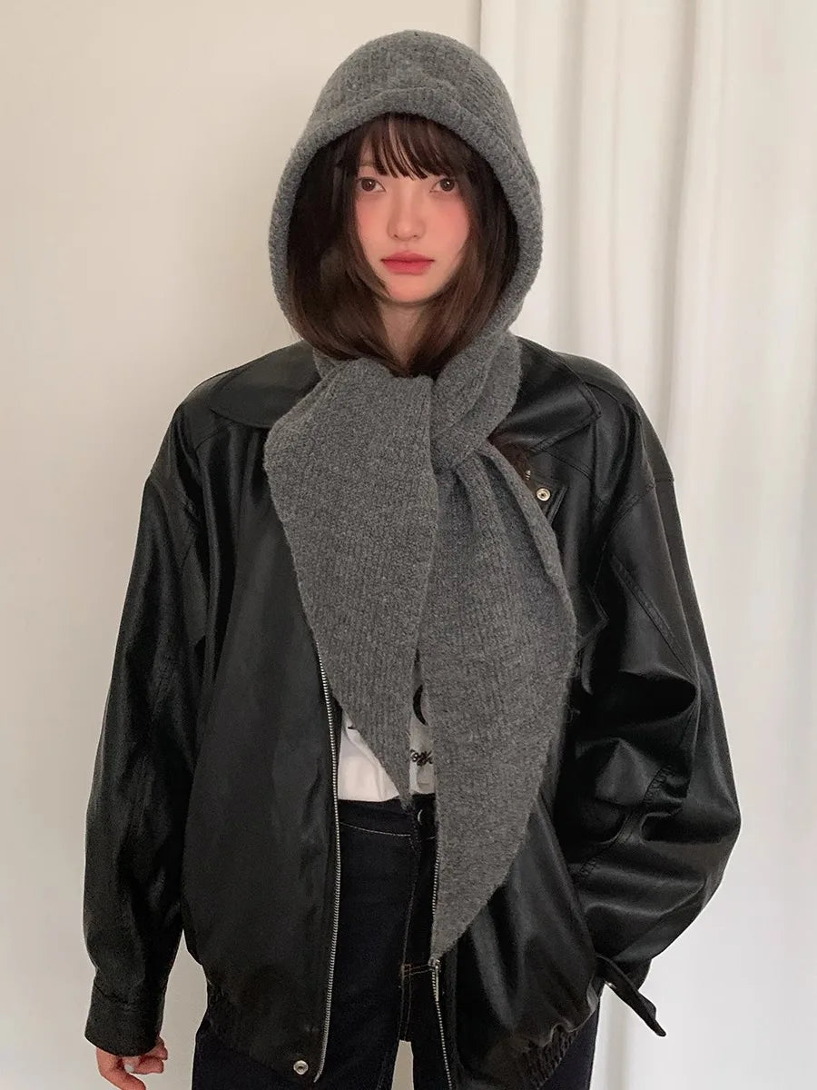 Autumn & Winter Hat and Scarf Set – Wool Knit Earmuffs, Fashionable Neck Warmer for Women