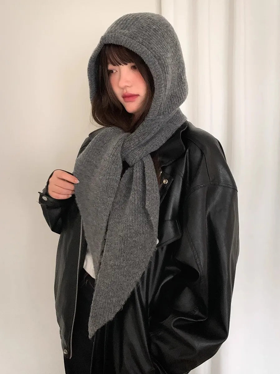 Autumn & Winter Hat and Scarf Set – Wool Knit Earmuffs, Fashionable Neck Warmer for Women