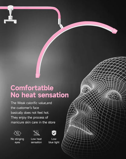 23" OEM 45W LED Eyelash Extension Lamp – Adjustable Brightness Half-Moon Bed Lamp with Ring Light & Free Logo