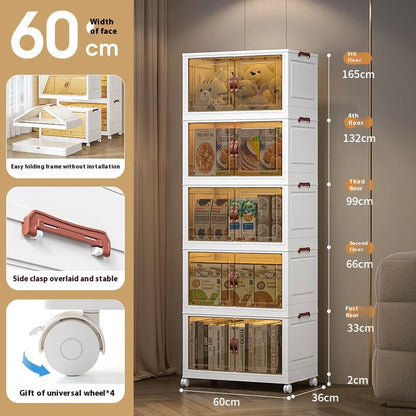 3/4/5 Layers Folding Cabinet Closet Organizer – Stackable Storage Box with Wheels, Large Capacity for Living Room Sundries