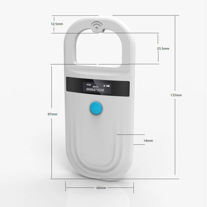 Handheld Animal RFID Reader - 134.2KHz & 125kHz Pet Microchip Scanner, USB/Bluetooth Tag Reader for Cats & Dogs with Tags
