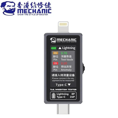MECHANIC T-824 SE Tail Insertion Tester – Type-C & Lightning Interface Detector for Phone Repair Tools