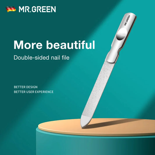 MR.GREEN Double-Sided Nail File — Stainless Steel Manicure & Pedicure Tool for Professional Finger & Toe Care