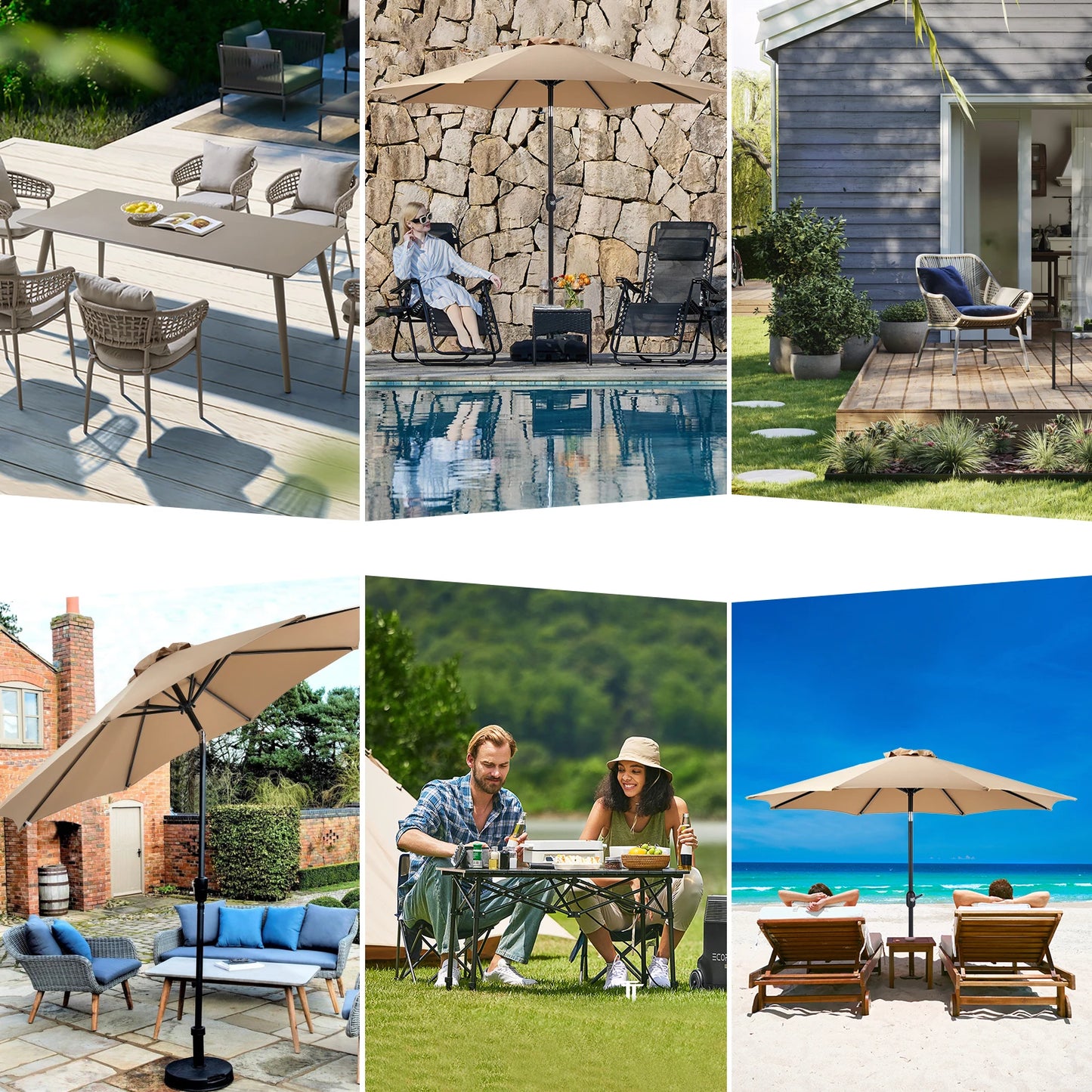 Outdoor Patio Umbrella UV Protection All-Weather Garden Pool Backyard Shade Canopy