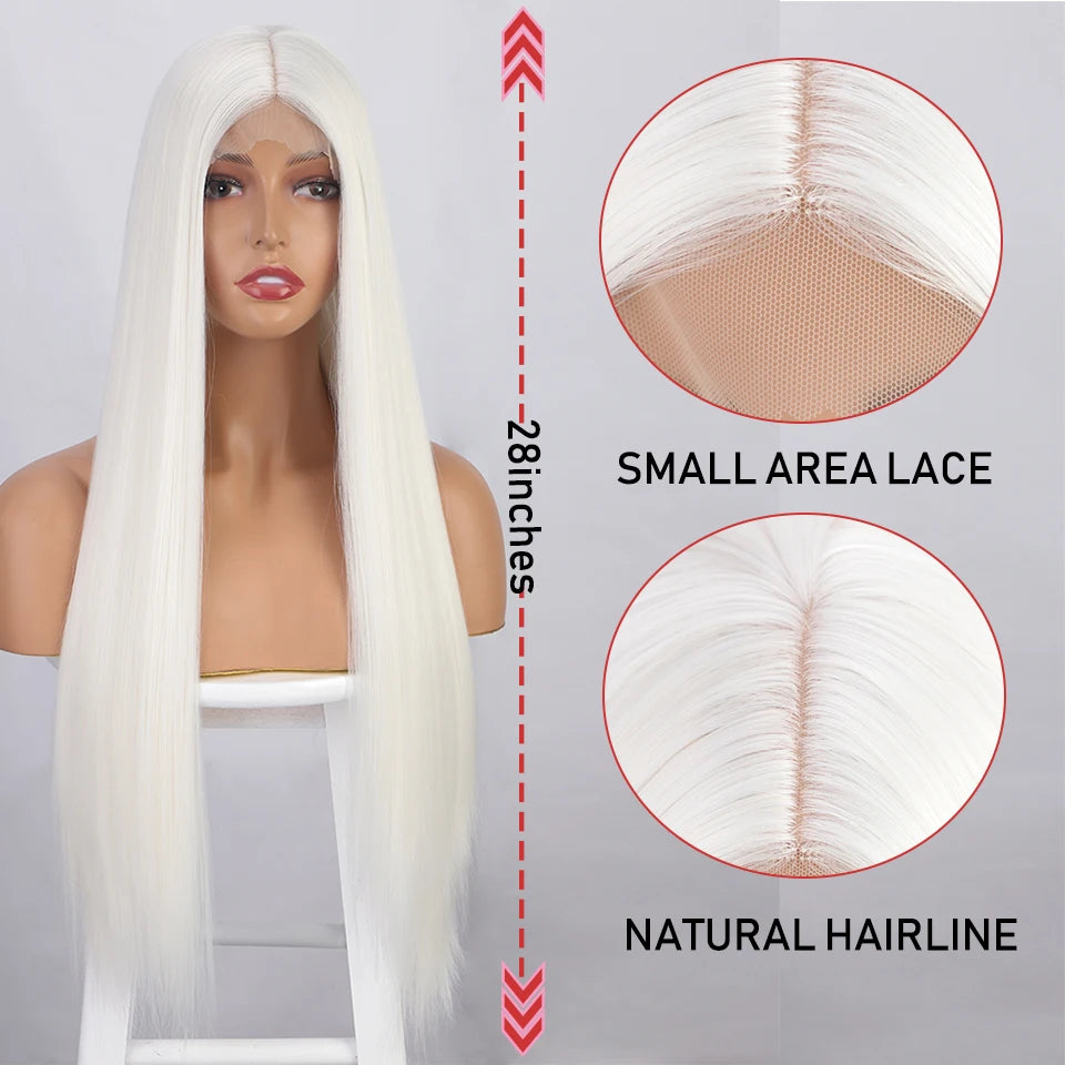 I's a wig Long Straight White Cosplay Wigs: Synthetic Wigs for Women in 60, 613, Blonde, Grey, Pink, Black - Ideal for Daily Party and Lolita