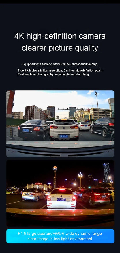 4 Channel Hidden Tachograph 4K Ultra HD Mini Dash Cam – Four Cameras with Rear View DVR, 24H Parking Monitor, BlackBox Video Recorder