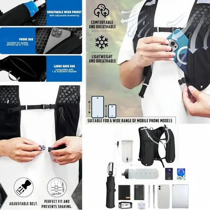 Lightweight Running Hydration Vest Backpack – Marathon Hiking Cycling Chest Pack with Phone Pocket