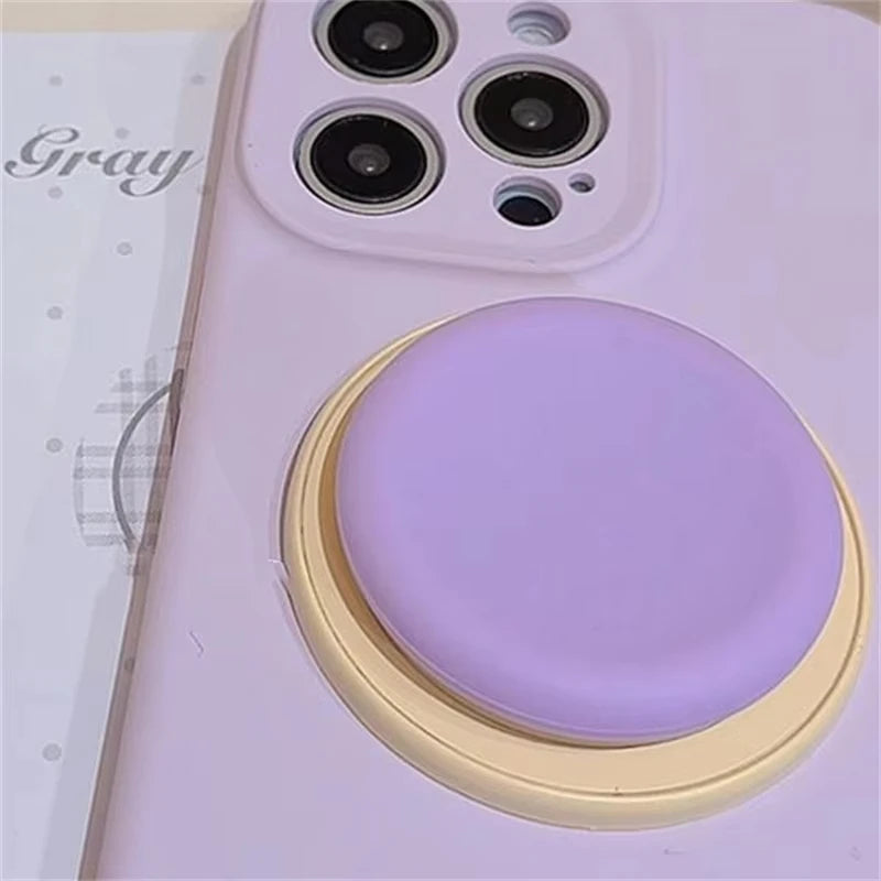 Cute Macaron Silicone Magnetic Phone Stand - Round Grip Holder for iPhone 15, iPad, MagSafe, and Smart Tok