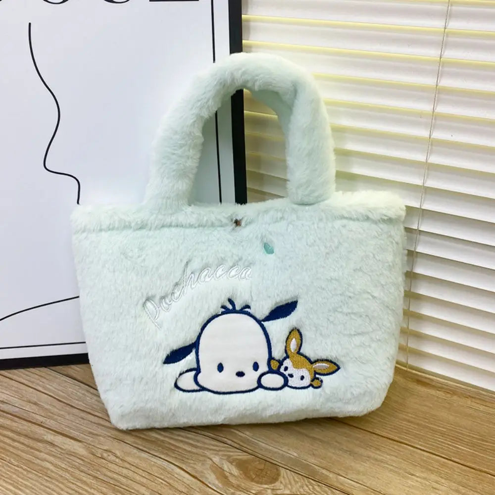 Sanrio Anime Plush Handbag – Hello Kitty, My Melody, Cinnamoroll & Kuromi Shoulder Cosmetic Bag