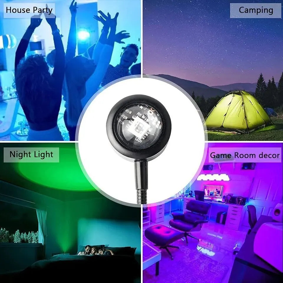 RGB Sunset Lamp Projection LED Night Light - Perfect for Photography, Selfies, Parties - Home Decor for Living Room and Bedroom