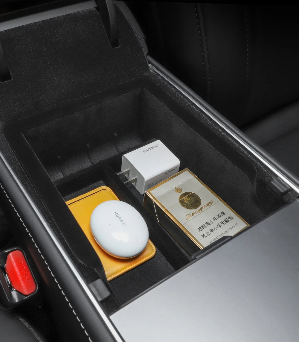 YZ Storage Box for Tesla Model 3 & Model Y – Center Armrest Hidden Box & Cup Holder Organizer, 2023-2022 Car Accessories