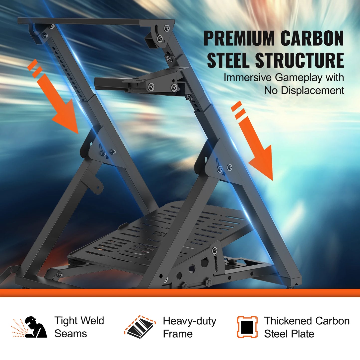 SucceBuy Foldable Racing Wheel Stand — Height Adjustable Universal Base for Logitech & Thrustmaster Wheels