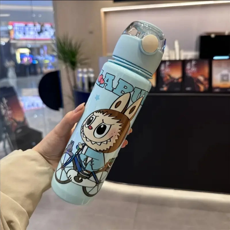 BPA-Free Cartoon Water Bottle with Straw — Leak-Proof Portable Bottle for Sports, Fitness & Travel