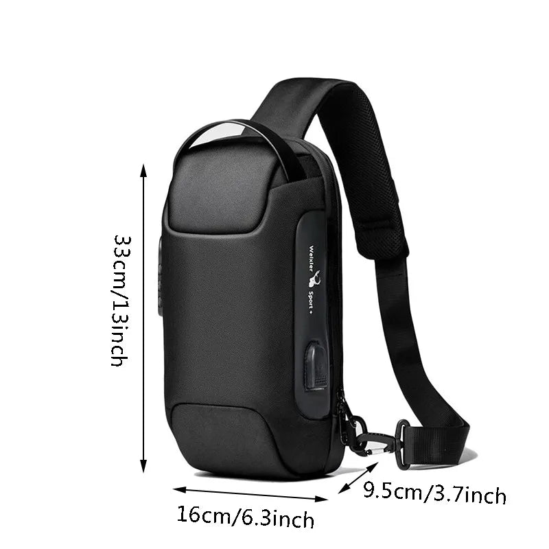 Men's USB Crossbody Bag – Anti-Theft, Waterproof Oxford Shoulder Bag, Multifunctional Waist Bag for Short Travel