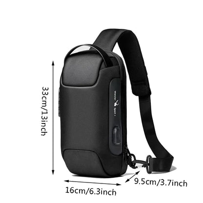 Men's USB Crossbody Bag – Anti-Theft, Waterproof Oxford Shoulder Bag, Multifunctional Waist Bag for Short Travel