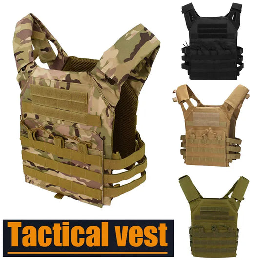 Nylon Tactical Vest – Body Armor for Hunting and Airsoft – MOLLE Camo Military Army Vest for Combat, CS Games, and Jungle Equipment