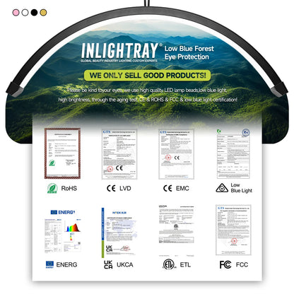 23" OEM 45W LED Eyelash Extension Lamp – Adjustable Brightness Half-Moon Bed Lamp with Ring Light & Free Logo