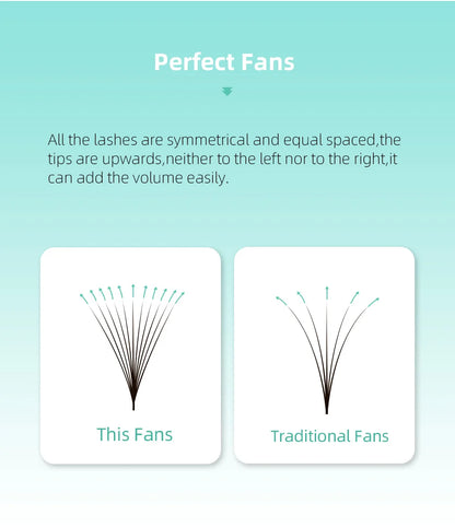 AGUUD 10-Tray Premade Volume Lashes – Super Fans with Needle Stem & Narrow Base for Eyelash Extensions