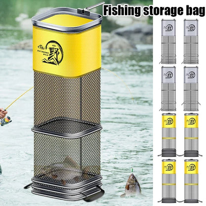 Collapsible Large Capacity Fishing Net – 150/200/250/300cm Portable Nylon Bait Storage Cage for Outdoor Fishing