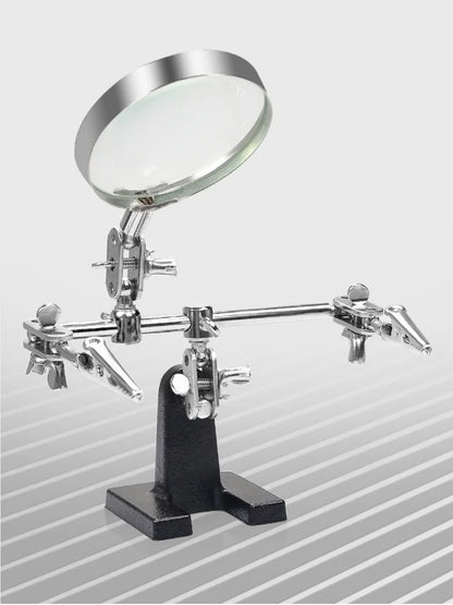 Soldering Iron Stand with Magnifying Glass - Third Hand Clamp & Desktop Repair Tool for Welding