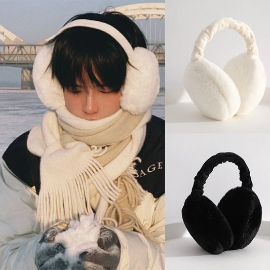Soft Plush Ear Warmers for Winter - Fashion Solid Color Earflap Muffs for Men and Women, Outdoor Cold Protection Ear Covers