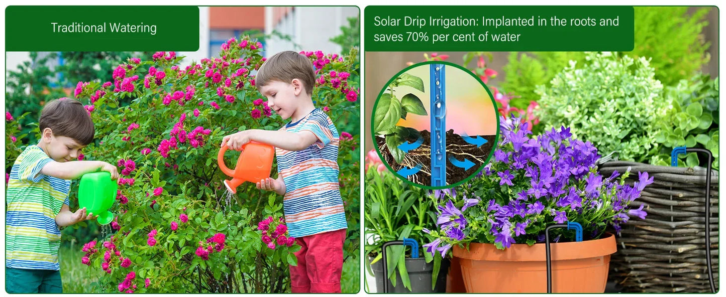 Solar Garden Drip Irrigation System — Automatic Balcony Watering DIY with Drip Hose