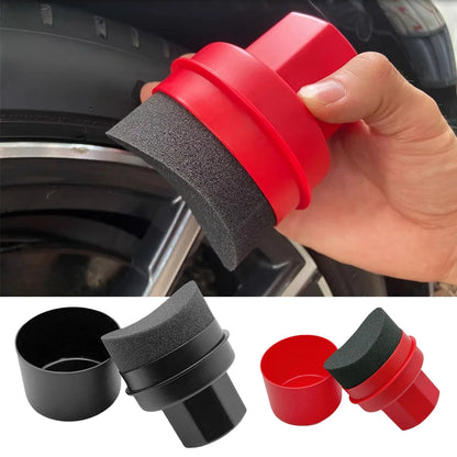 Car Tire Waxing Sponge – Curved Applicator Pad with Lid, Easy Waxing & Tire Cleaning Tool, Detailing Brush