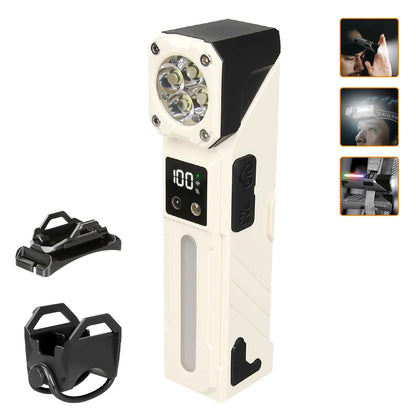 High-Power LED EDC Flashlight – Rechargeable Pocket Torch with RGB, Magnet & Clip for Camping & Fishing