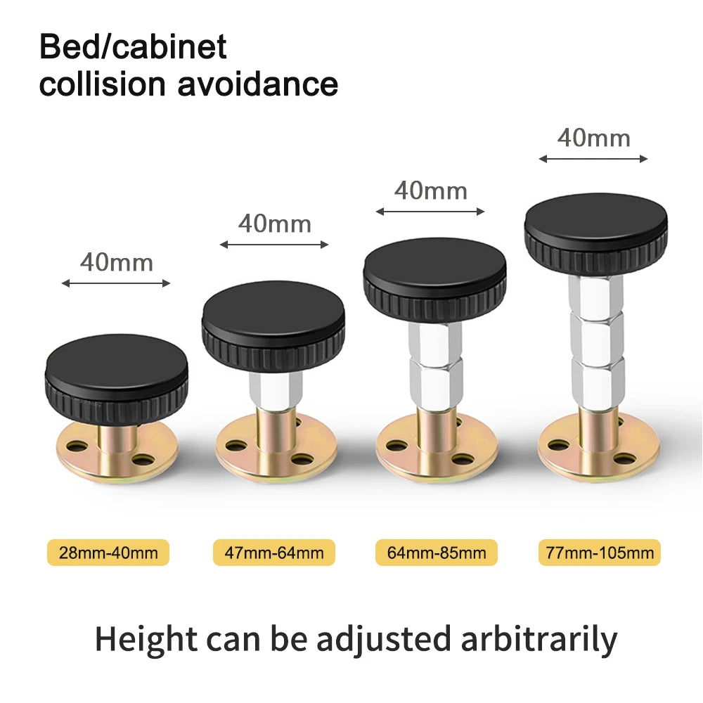 Adjustable Threaded Bed Shock Mount | Furniture & Cabinet Stabilizers | Self-Adhesive Headboard Stoppers