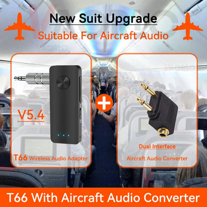 2 in 1 Bluetooth 5.4 Audio Receiver & Transmitter – HiFi Stereo Wireless Adapter with Mic & 3.5mm AUX for Car, Airplane, TV, PC, Speaker