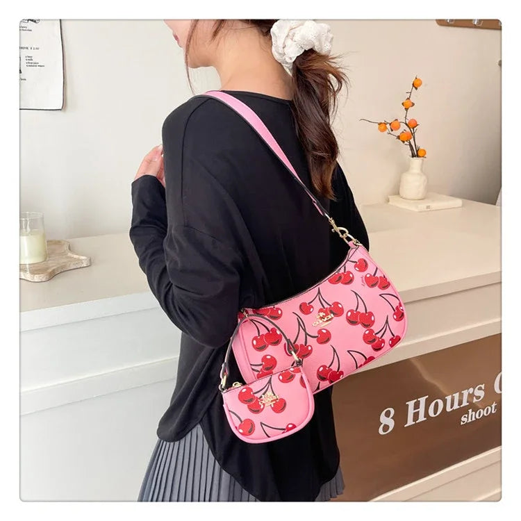 2025 Modern Vintage Cherry Crossbody Bag – Mahjong-Style Chain Shoulder & Underarm Bag, Women’s Light Luxury