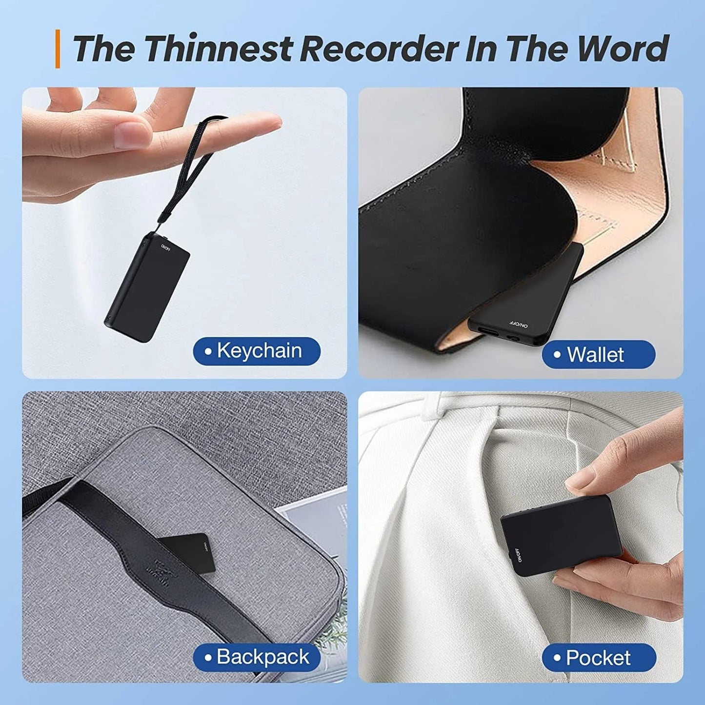 72GB Mini Digital Discreet Voice Recorder — Compact Hidden Audio Recorder for Kids & Kindergarten Use