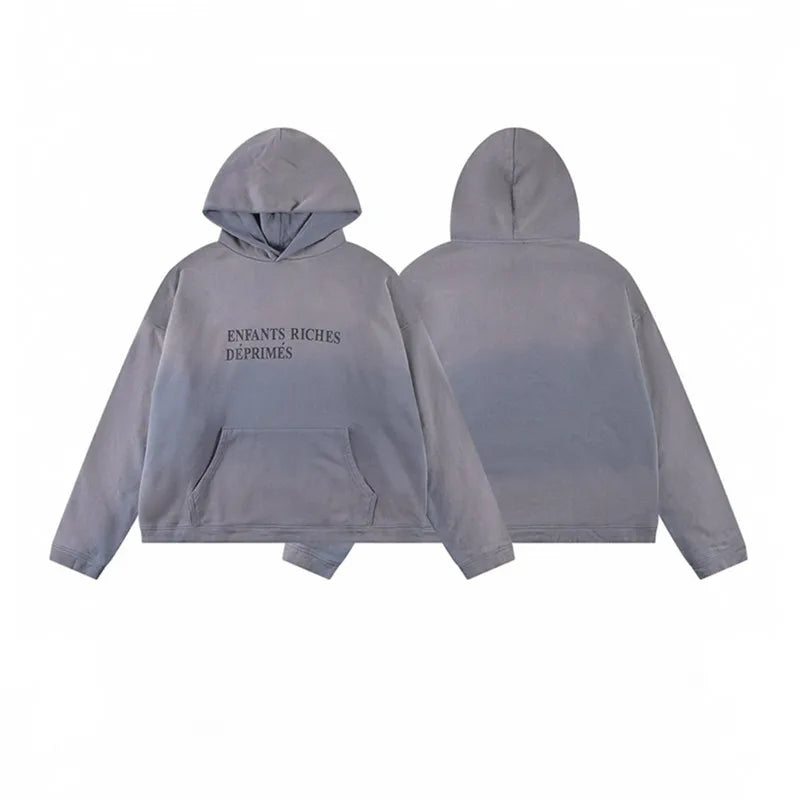 2025SS Ripped E.R.D. Hoodie – Men & Women Slogan Print Short Wide Sweatshirt