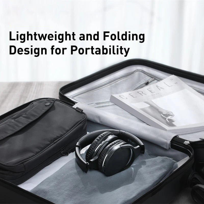 Baseus D02 Pro Wireless Headphones - Bluetooth 5.3, Foldable Sport Headset, Over-Ear Gaming Bluetooth Earbuds