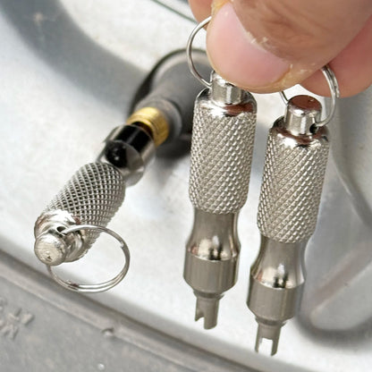 Universal Stainless Steel Tire Repair Screwdriver & Valve Wrench with Key Ring – Car & Motorcycle Tire Repair Tool