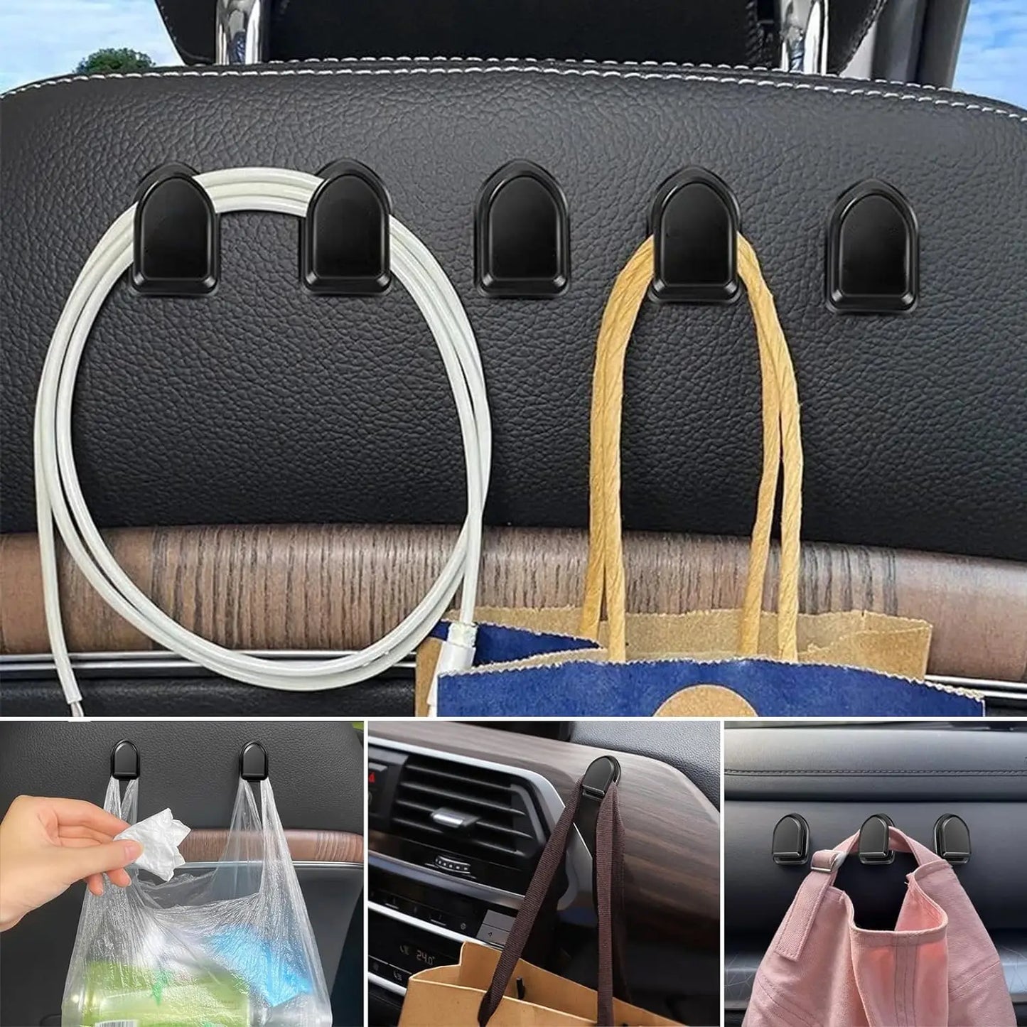 Mini Car Hooks – Self-Adhesive Interior Storage Holder for USB Cable, Headphones, Keys, Dashboard Wall Hanging Hook, Auto Accessories