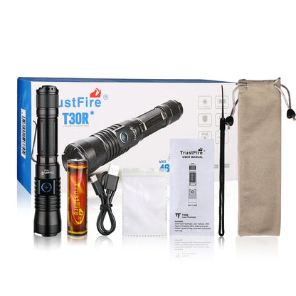 Trustfire T30R Tactical Flashlight – 460 Lumen High-Power LED USB Rechargeable Torch with 18650 Battery