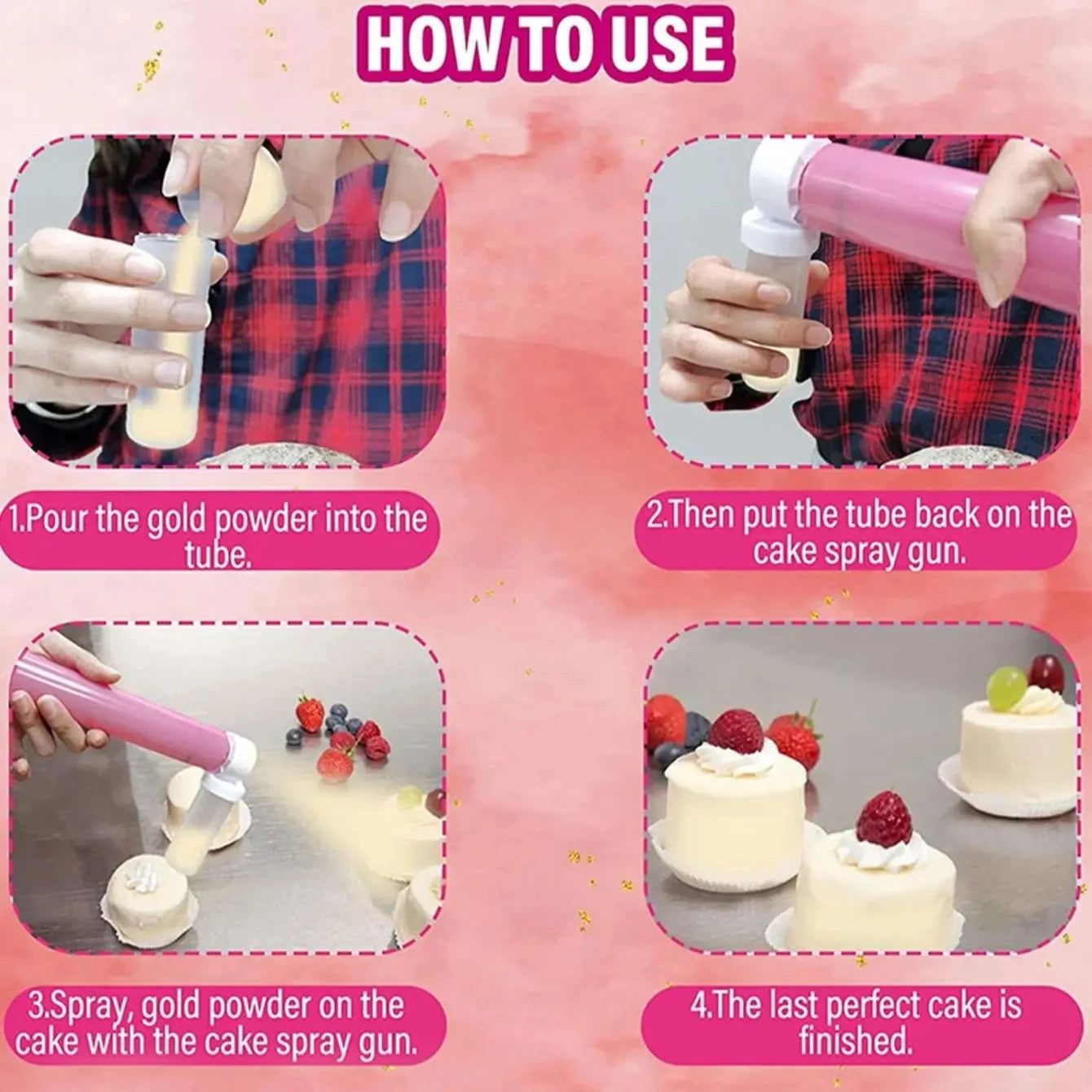 1 Set (5pcs) Manual Spray Guns: Cake Coloring Duster Baking Tool - Enhance Your Baking with Cake Spray Tube