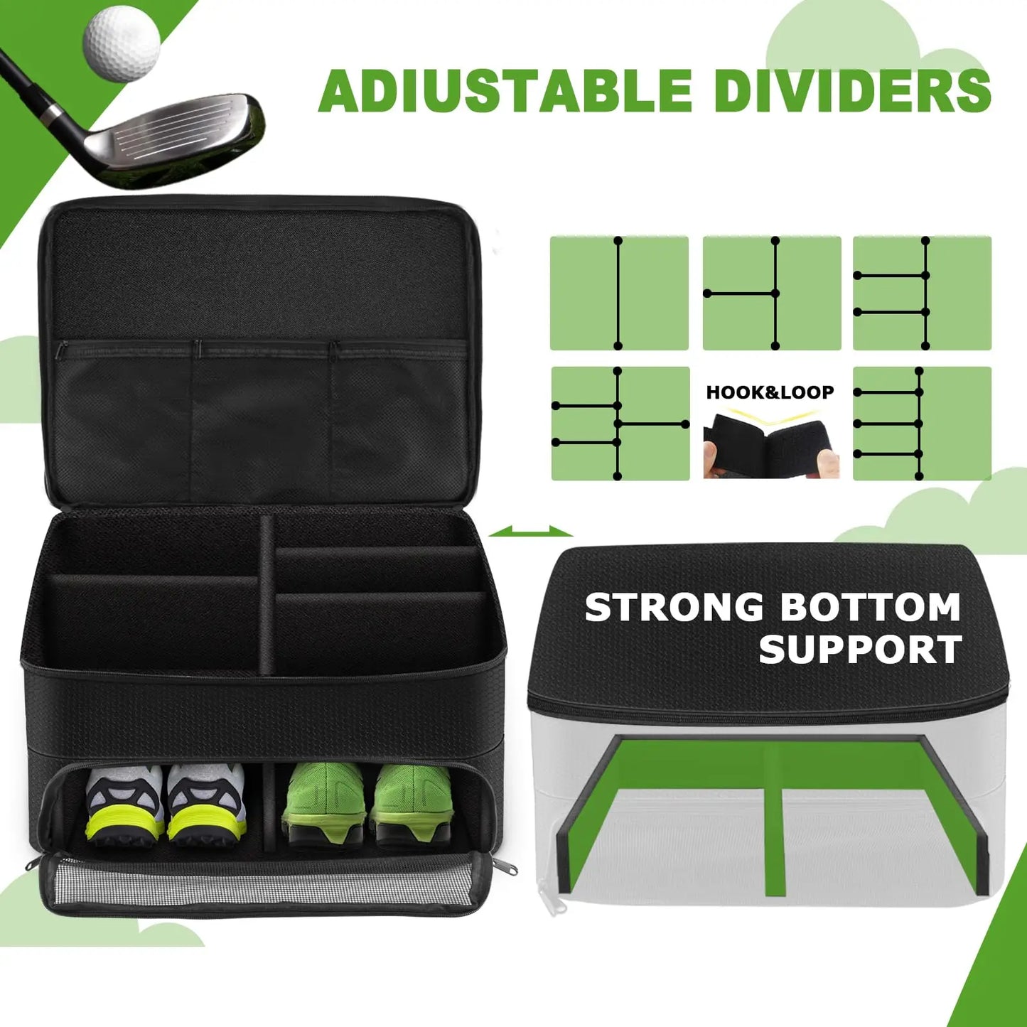 2-Layer Golf Trunk Organizer – Waterproof Durable Car Storage Bag for Golf Accessories