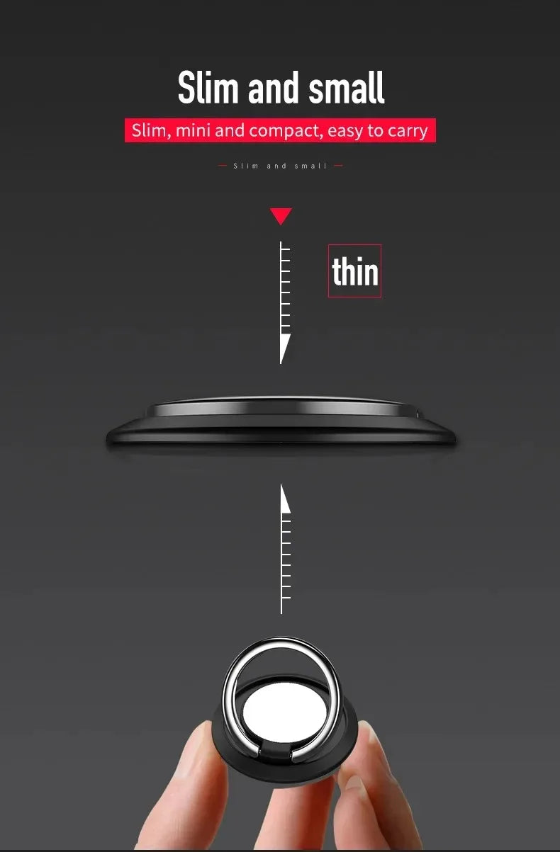 360° Rotating Finger Ring Holder Stand - Magnetic Car Mount & Universal Phone Back Sticker Pad Grip