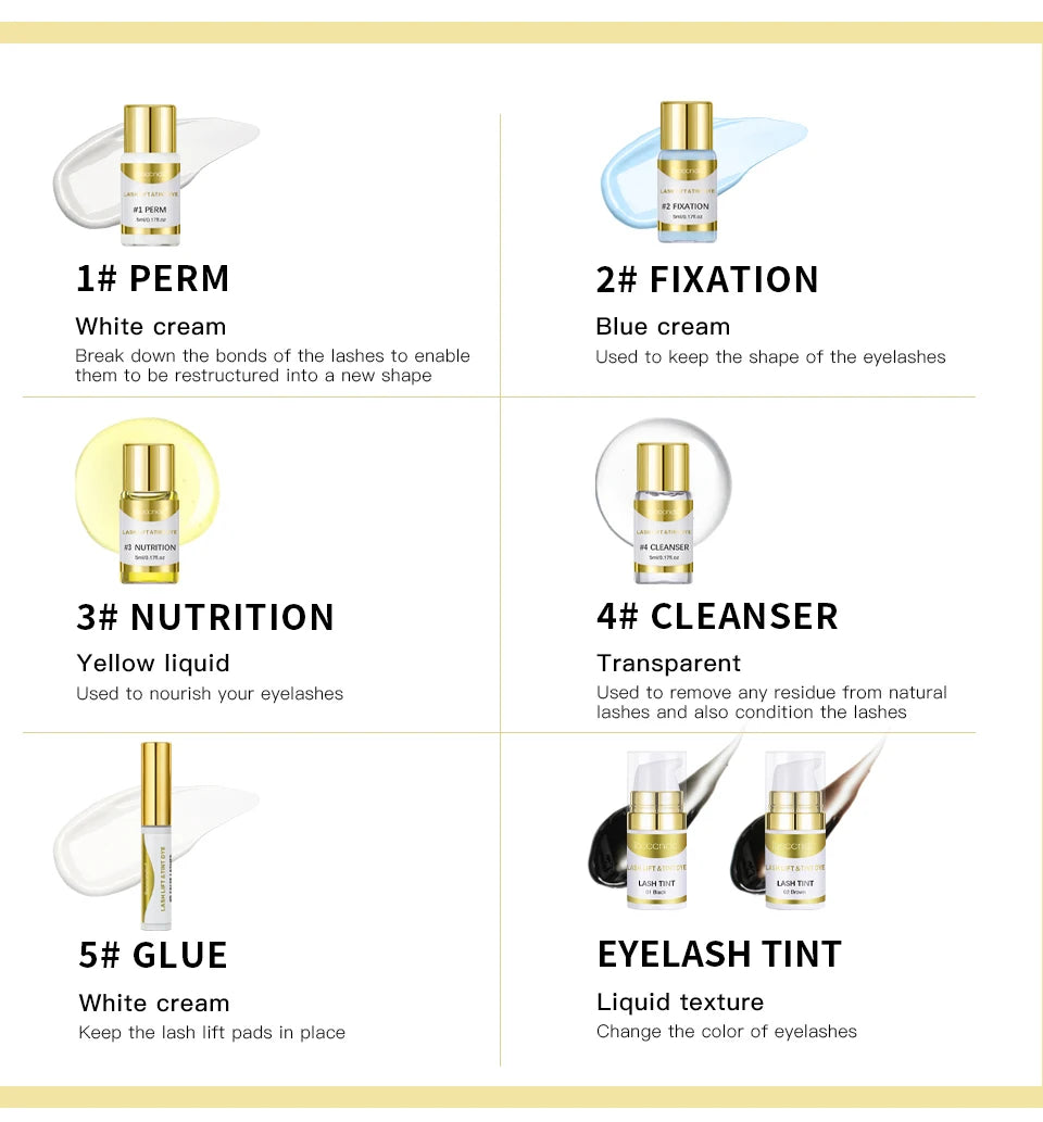 Professional Semi-Permanent Brow & Lash Lift Kit – Brow Lamination, Eyelash Perming & Tinting Makeup Set