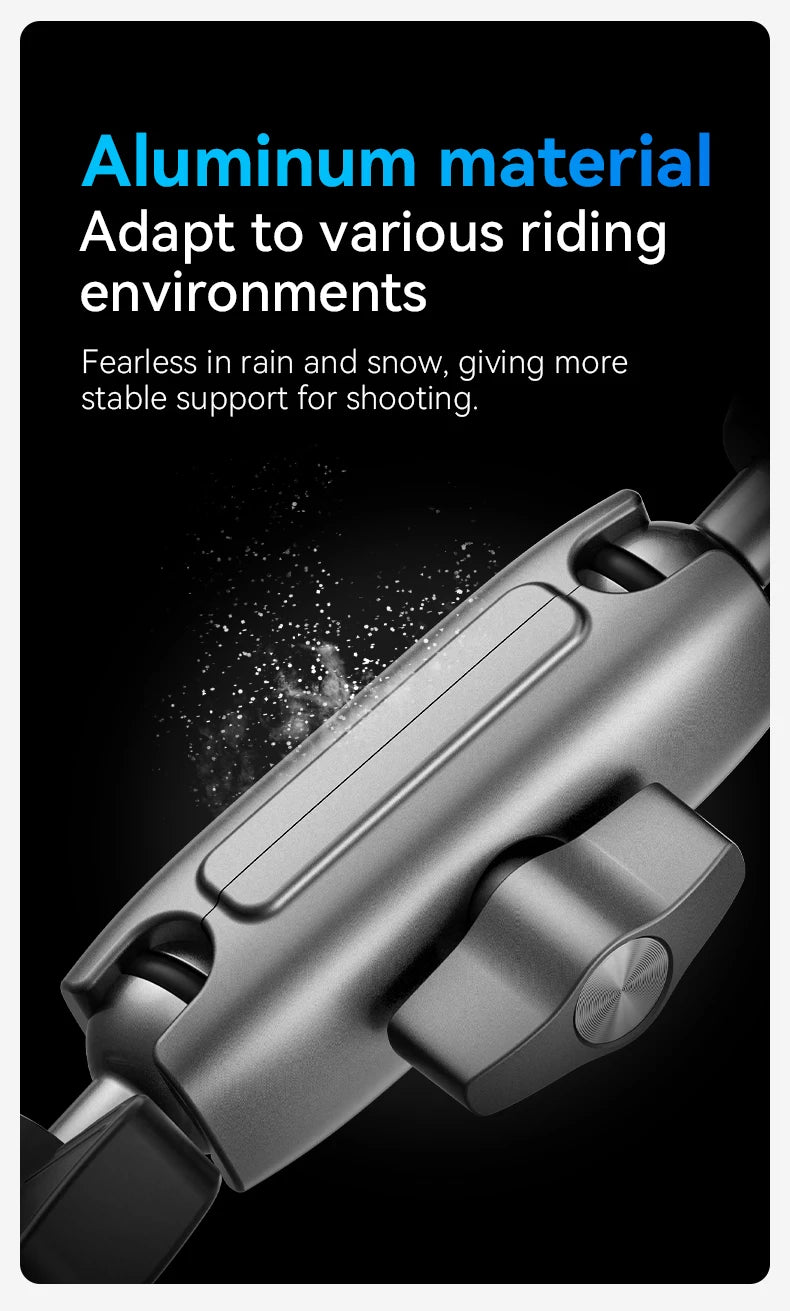 TELESIN Motorcycle Bike Monopod, Panoramic Handlebar Mount, Invisible Selfie Stick Bracket for GoPro Hero, DJI, Insta360